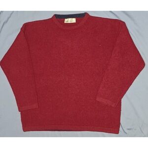 Ireland's Eye Sweater Mens XL Red Lambswool Silk Knit Crewneck Casual